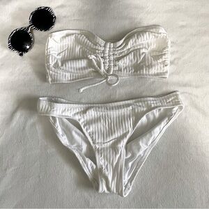 White strapless bikini